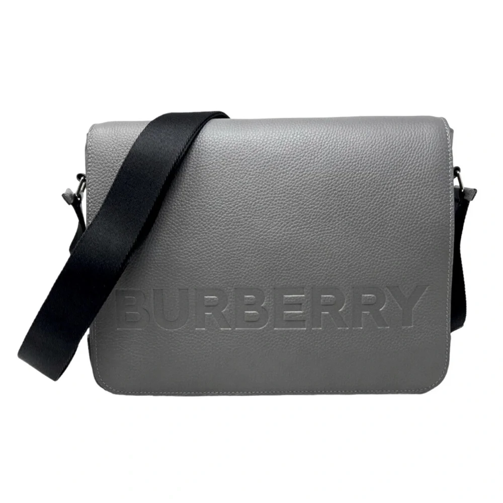 Burberry Leather Embossed Logo Unisex Messenger Bag